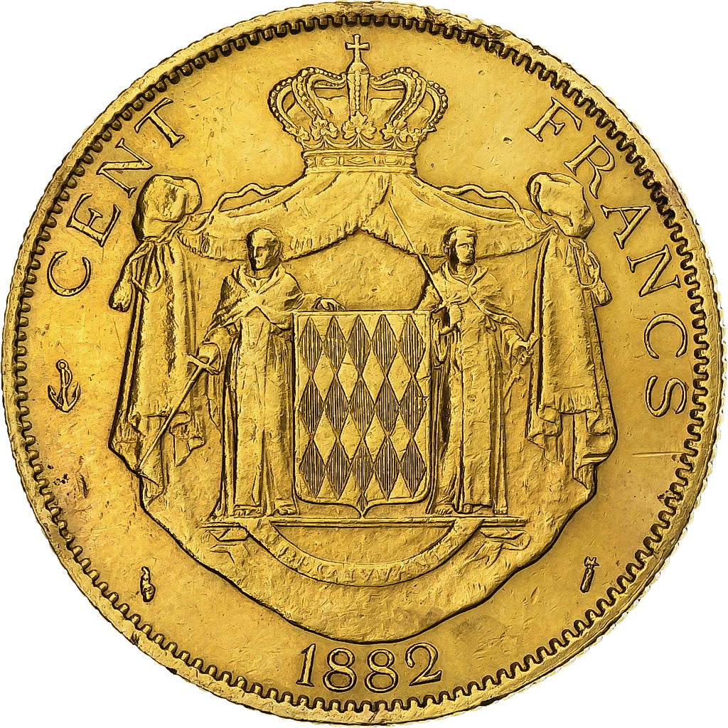 Monaco, Charles III, 100 Francs, Cent, 1882, Paris, Gold, EF(40-45), KM:99
