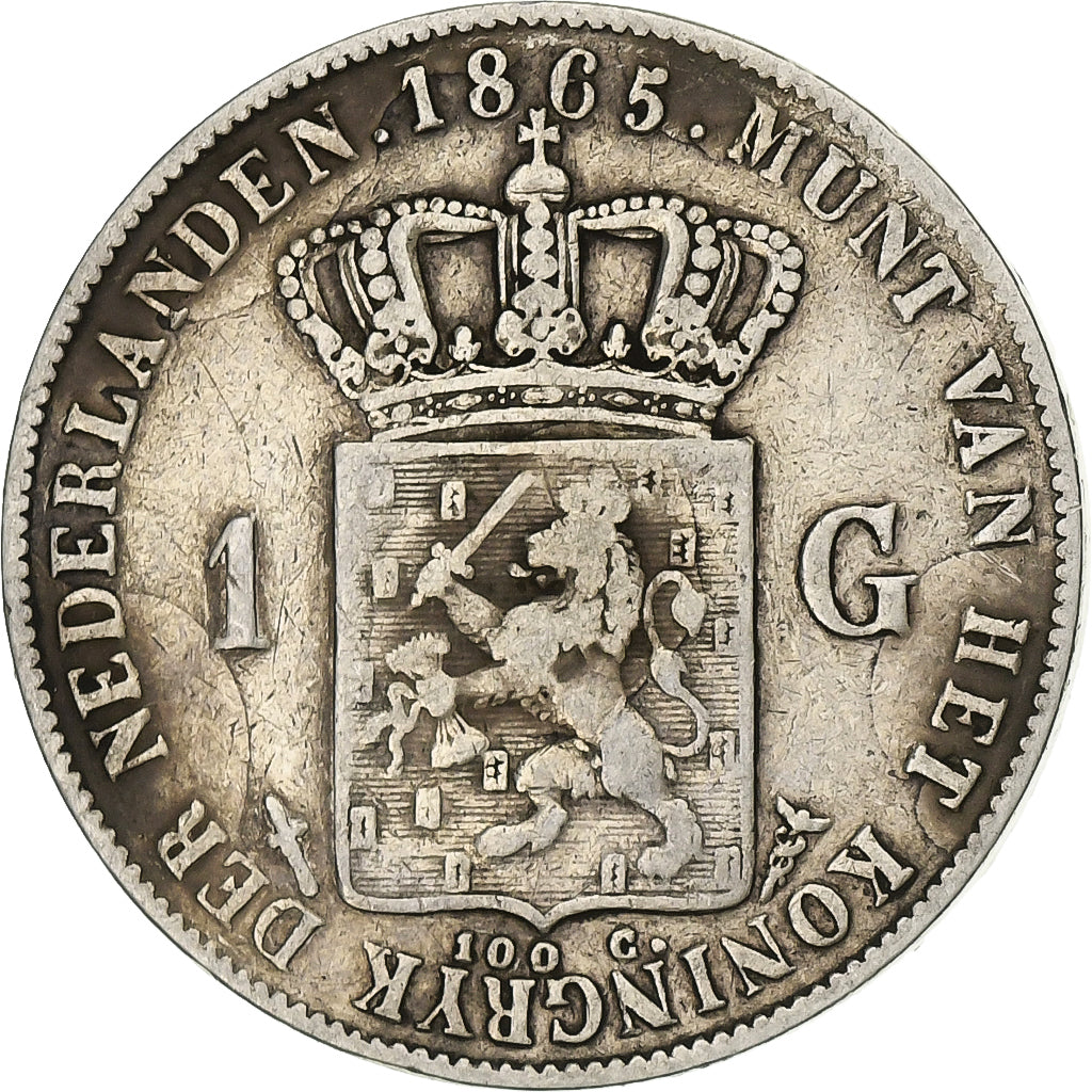 Netherlands, William III, Gulden, 1865, Utrecht, Silver, VF(30-35), KM:93