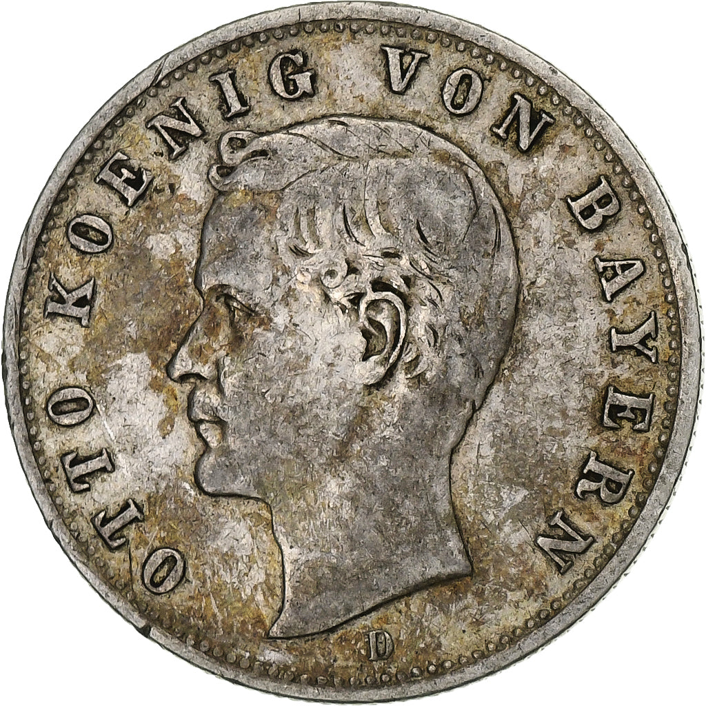 Deutsch Staaten, BAVARIA, Otto, 2 Mark, 1905, Munich, Silber, S+, KM:913