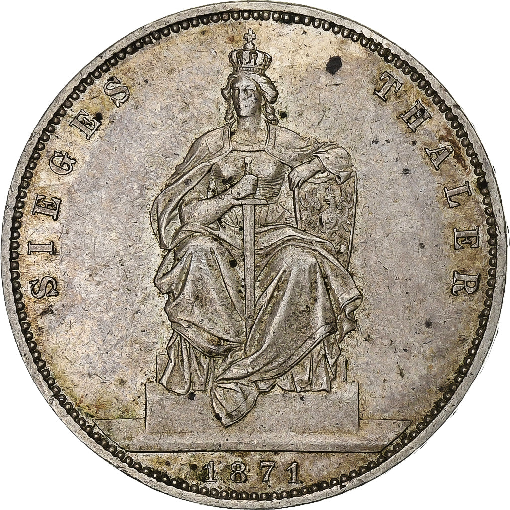 German States, PRUSSIA, Wilhelm I, Thaler, 1871, Berlin, Silver, EF(40-45)