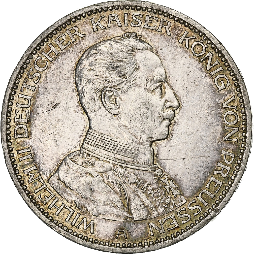 German States, PRUSSIA, Wilhelm II, 3 Mark, 1914, Berlin, Silver, EF(40-45)
