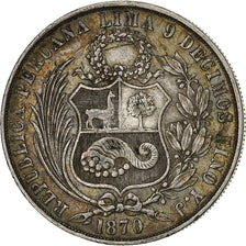 Perú, SOUTH PERU, Sol, 1870, Lima, Plata, MBC, KM:196.3
