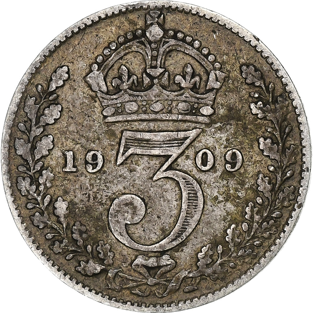 Great Britain, Edward VII, 3 Pence, 1909, London, Silver, VF(30-35), KM:797.2