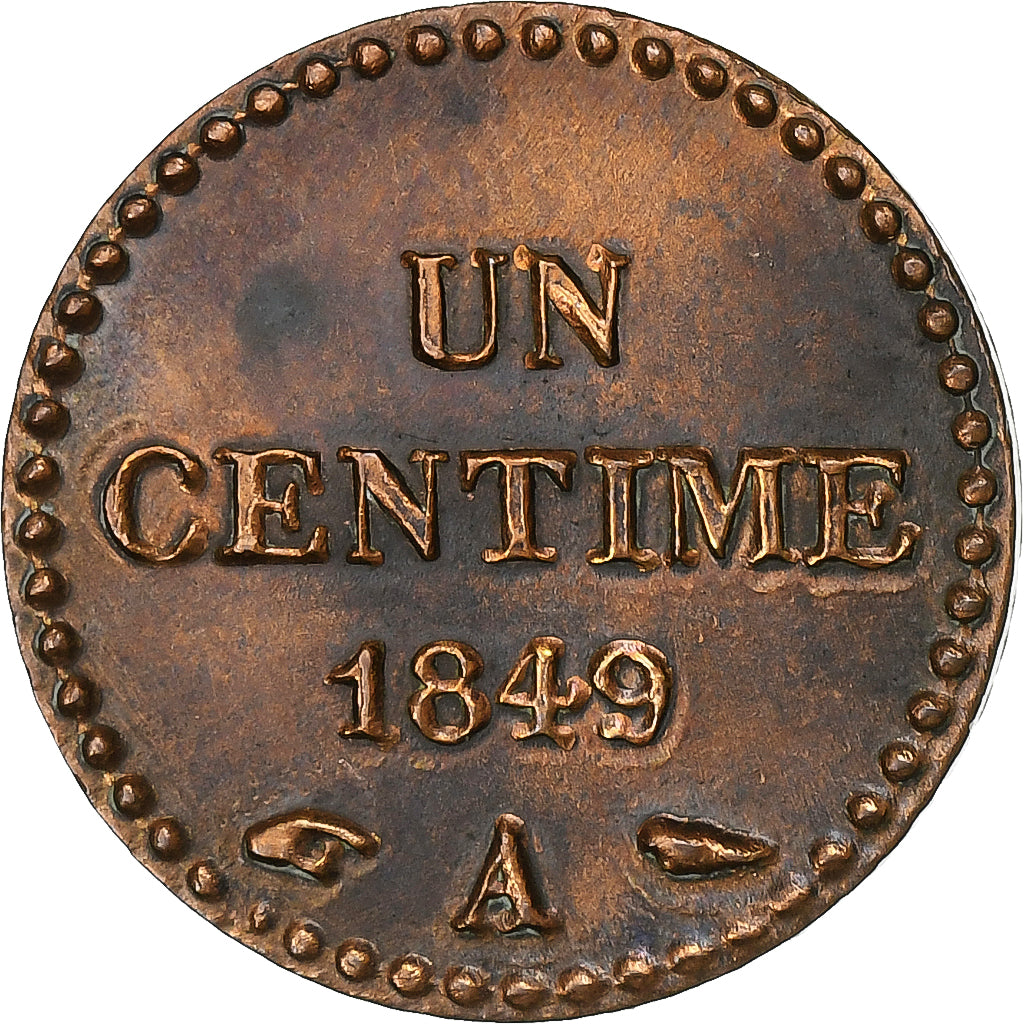France, Centime, Dupré, 1849, Paris, Bronze, AU(55-58), KM:754