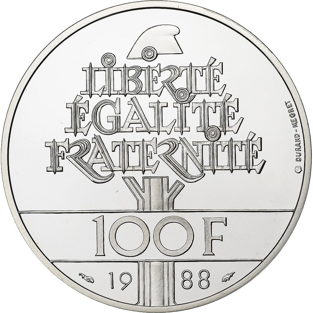 France, 100 Francs, Fraternité, 1988, Monnaie de Paris, Silver, MS(65-70)