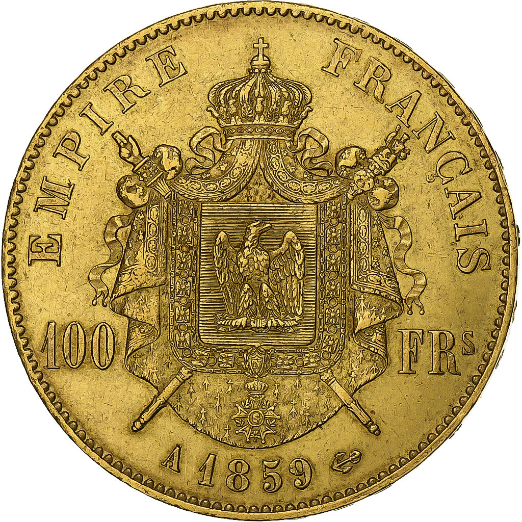 Frankreich, Napoleon III, 100 Francs, Napoléon III, 1859, Paris, Gold, SS+