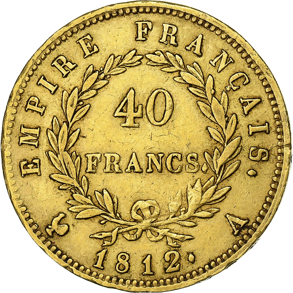 France, 40 Francs, Napoléon I, 1812, Paris, Gold, EF(40-45), KM:696.1