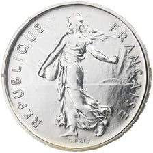 France, 5 Francs, Semeuse, 2001, Paris, BU, Silver, MS(65-70), KM:1309