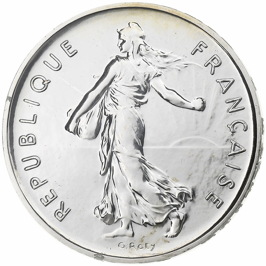 France, 5 Francs, Semeuse, 2001, Paris, BU, Silver, MS(65-70), KM:1309