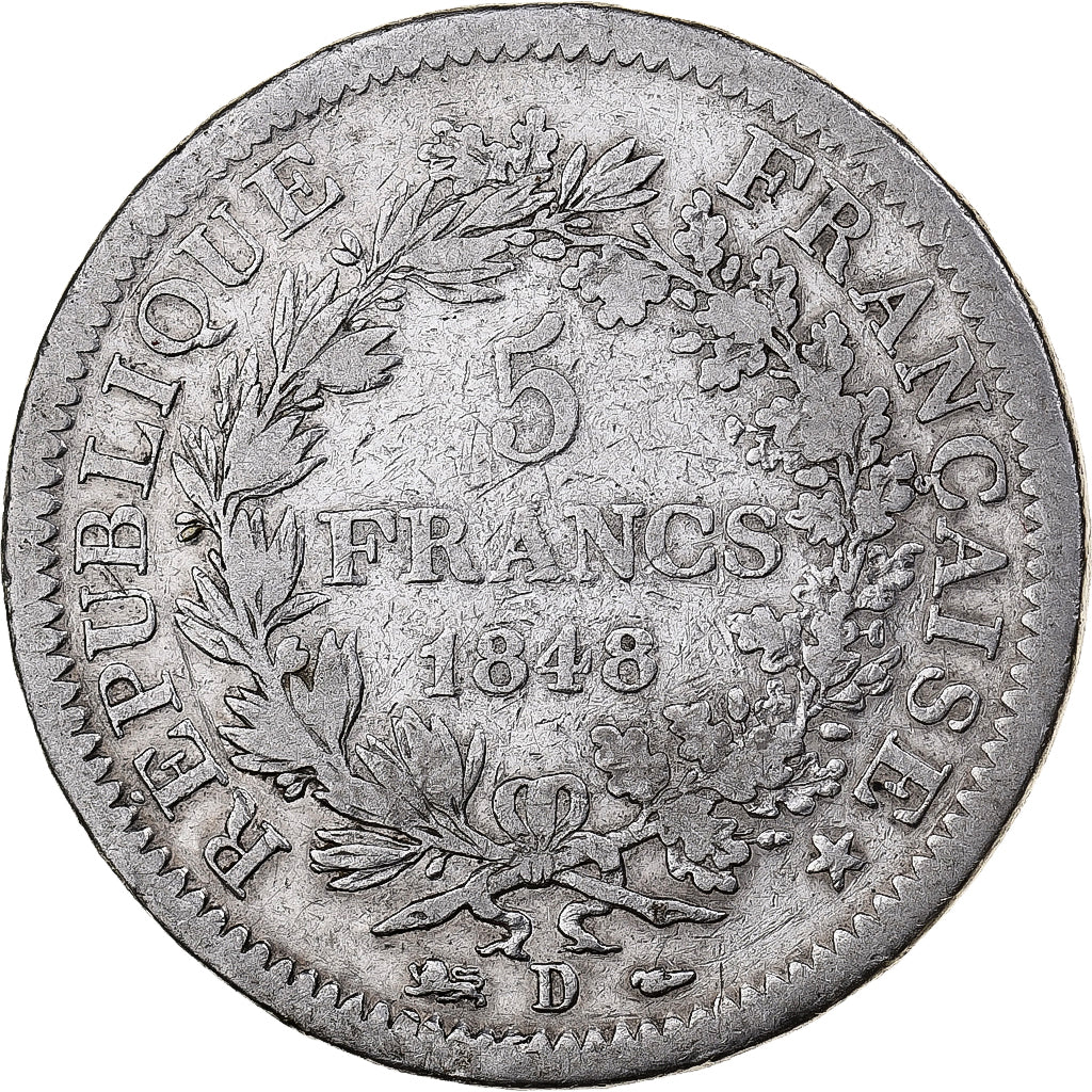 France, 5 Francs, Hercule, 1848, Lyon, Argent, TB, KM:756.3