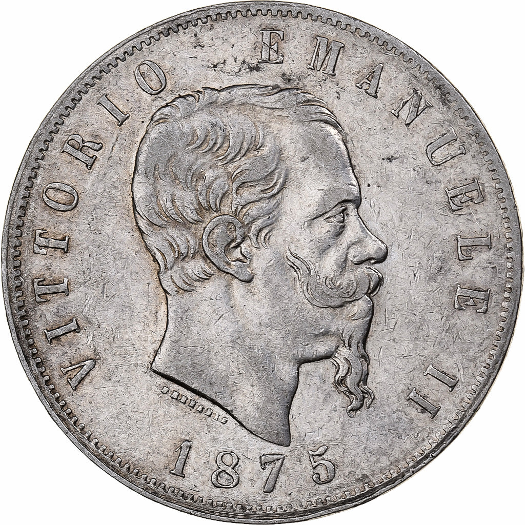 Italy, Vittorio Emanuele II, 5 Lire, 1875, Milan, Silver, VF(30-35), KM:8.3