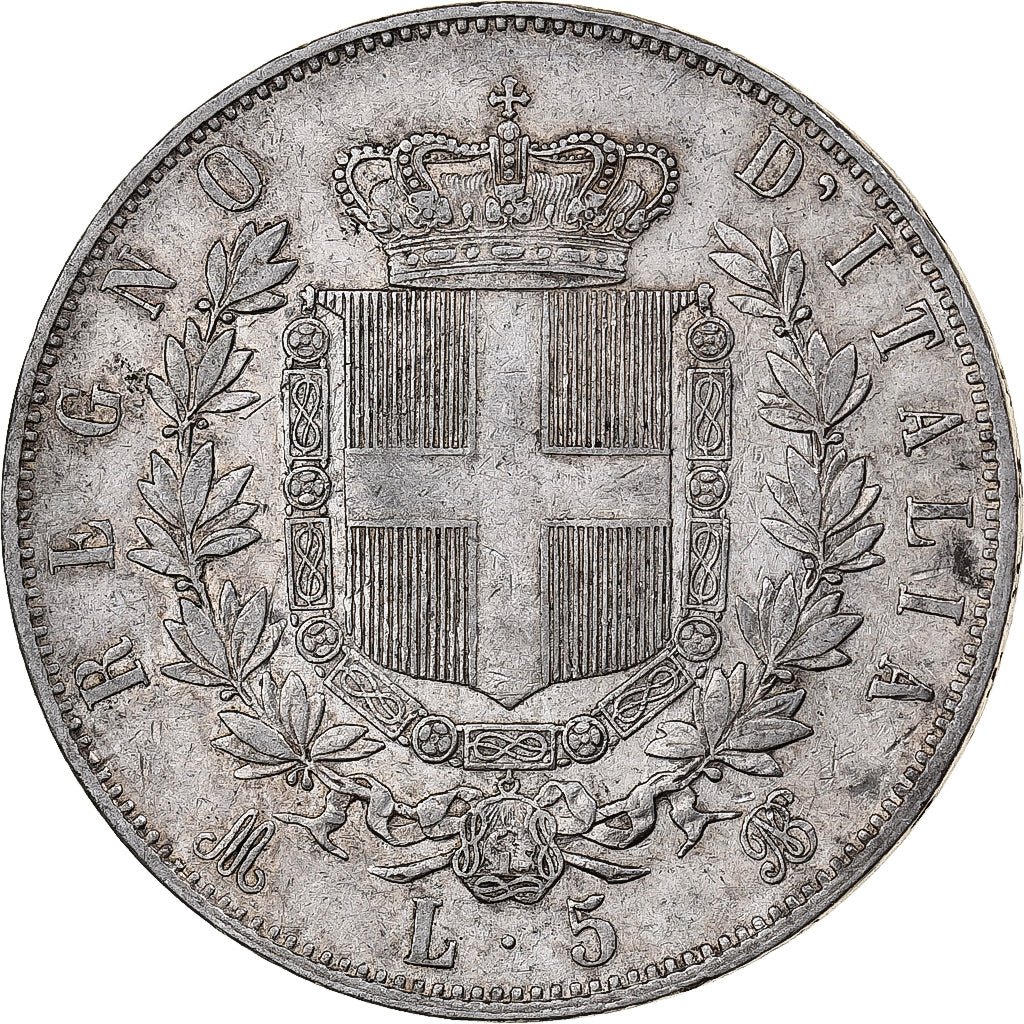 Italy, Vittorio Emanuele II, 5 Lire, 1875, Milan, Silver, VF(30-35), KM:8.3