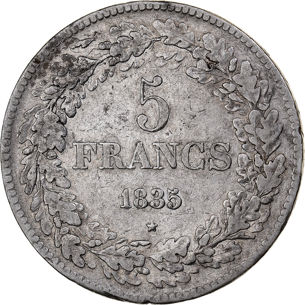 Belgium, Leopold I, 5 Francs, 5 Frank, 1835, Brussels, Silver, VF(30-35), KM:3.1