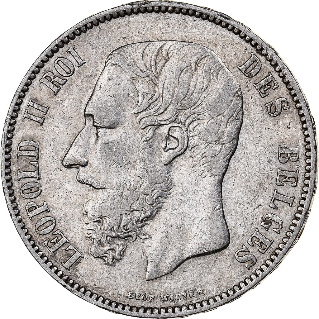 Belgium, Leopold II, 5 Francs, 5 Frank, 1874, Brussels, Silver, EF(40-45), KM:24