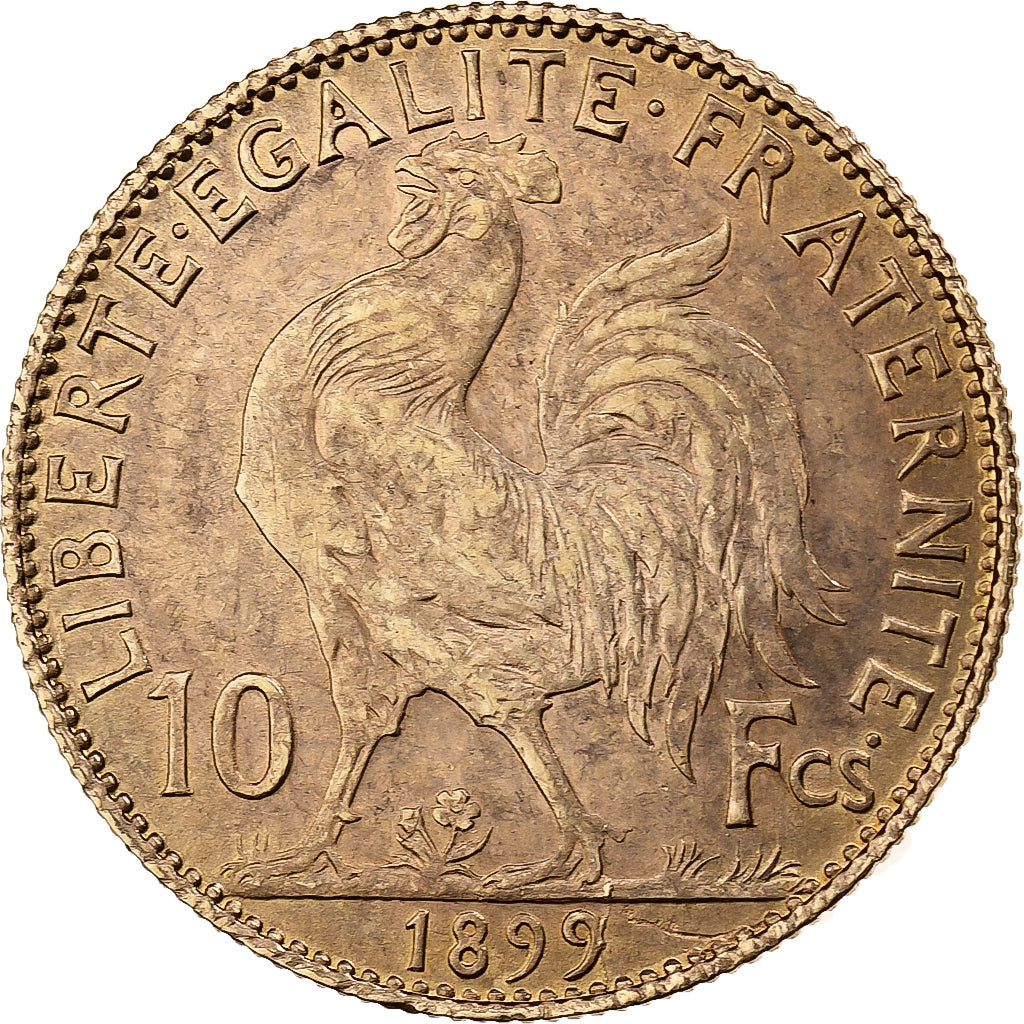 França, 10 Francs, Marianne, 1899, Paris, Dourado, AU(50-53), KM:846