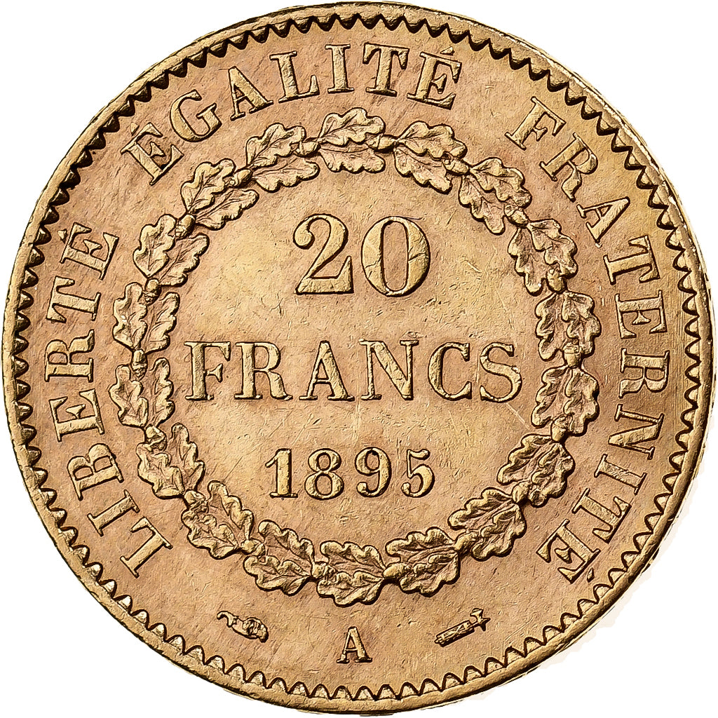 France, 20 Francs, Génie, 1895, Paris, Or, SUP+, KM:825