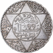 Morocco, 'Abd al-Aziz, 1/2 Rial, 5 Dirhams, 1904 (AH 1322), Paris, Silver