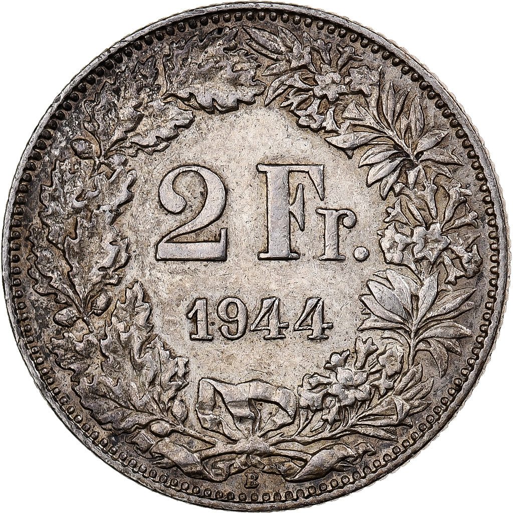 Switzerland, 2 Francs, 1944, Bern, Silver, EF(40-45)