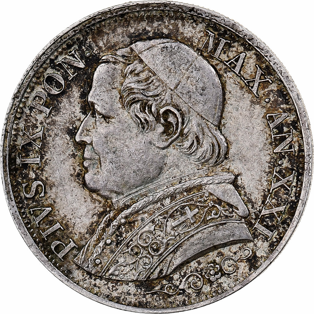 États italiens, PAPAL STATES, Pius IX, Lira, 1866, Rome, Argent, TTB, KM:1378