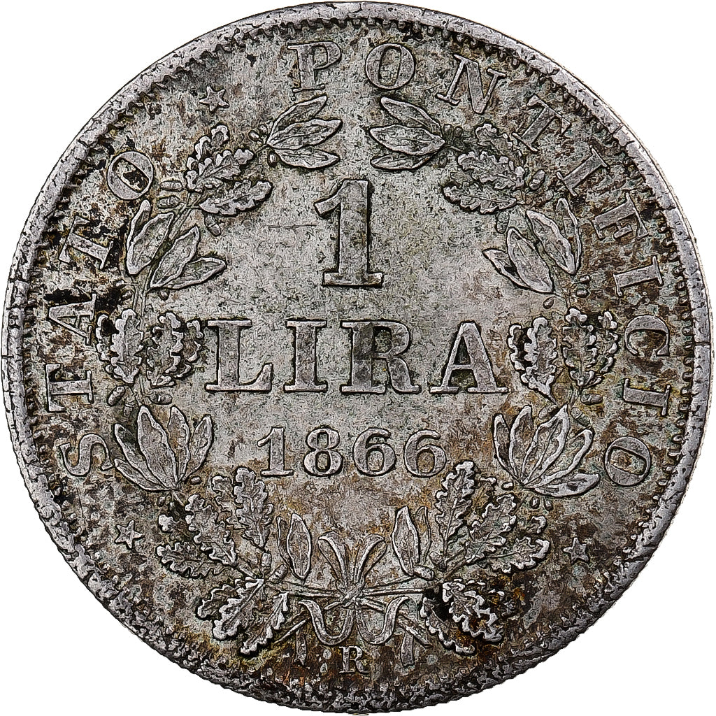 États italiens, PAPAL STATES, Pius IX, Lira, 1866, Rome, Argent, TTB, KM:1378