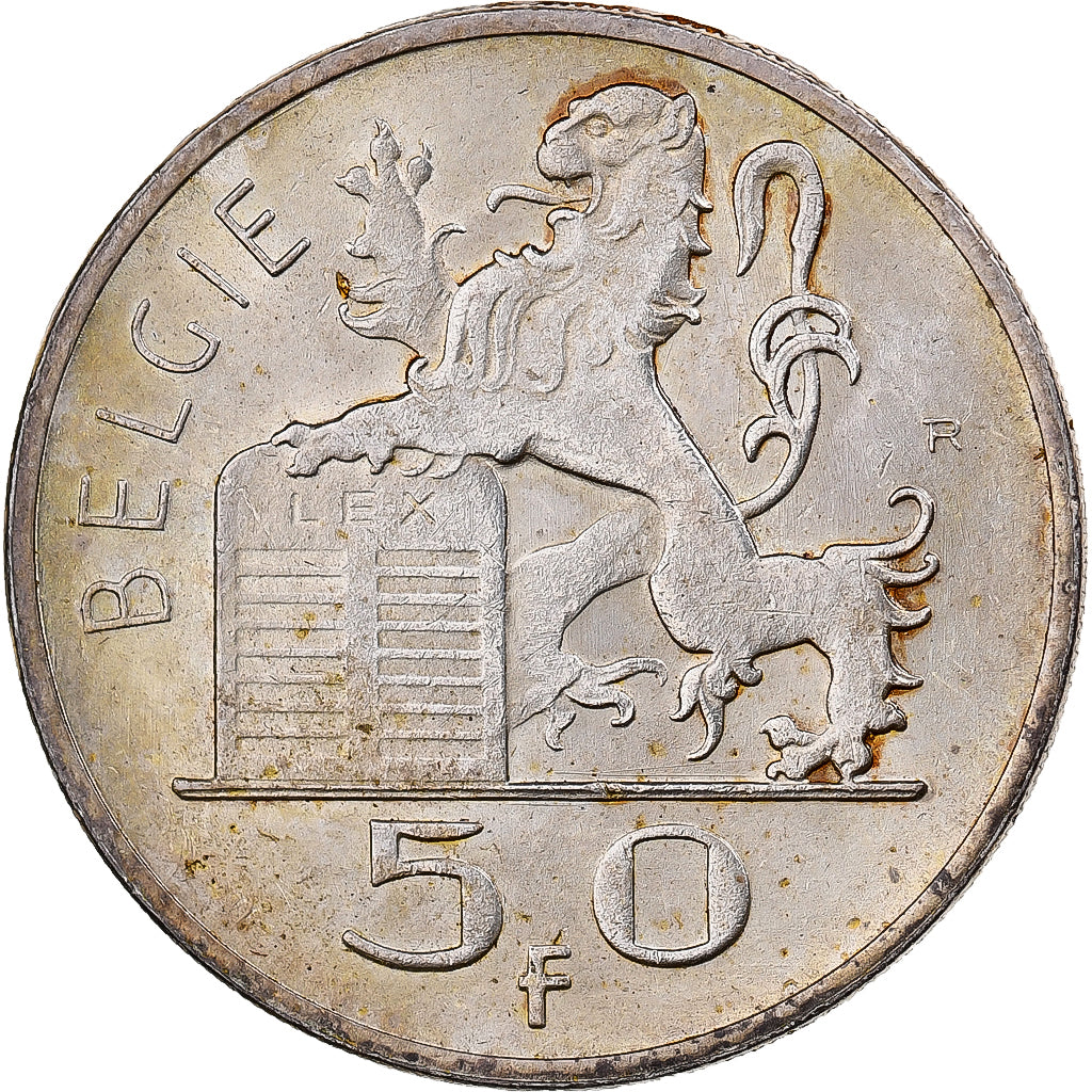 Belgio, 50 Francs, 50 Frank, 1948, Brussels, Argento, BB, KM:137