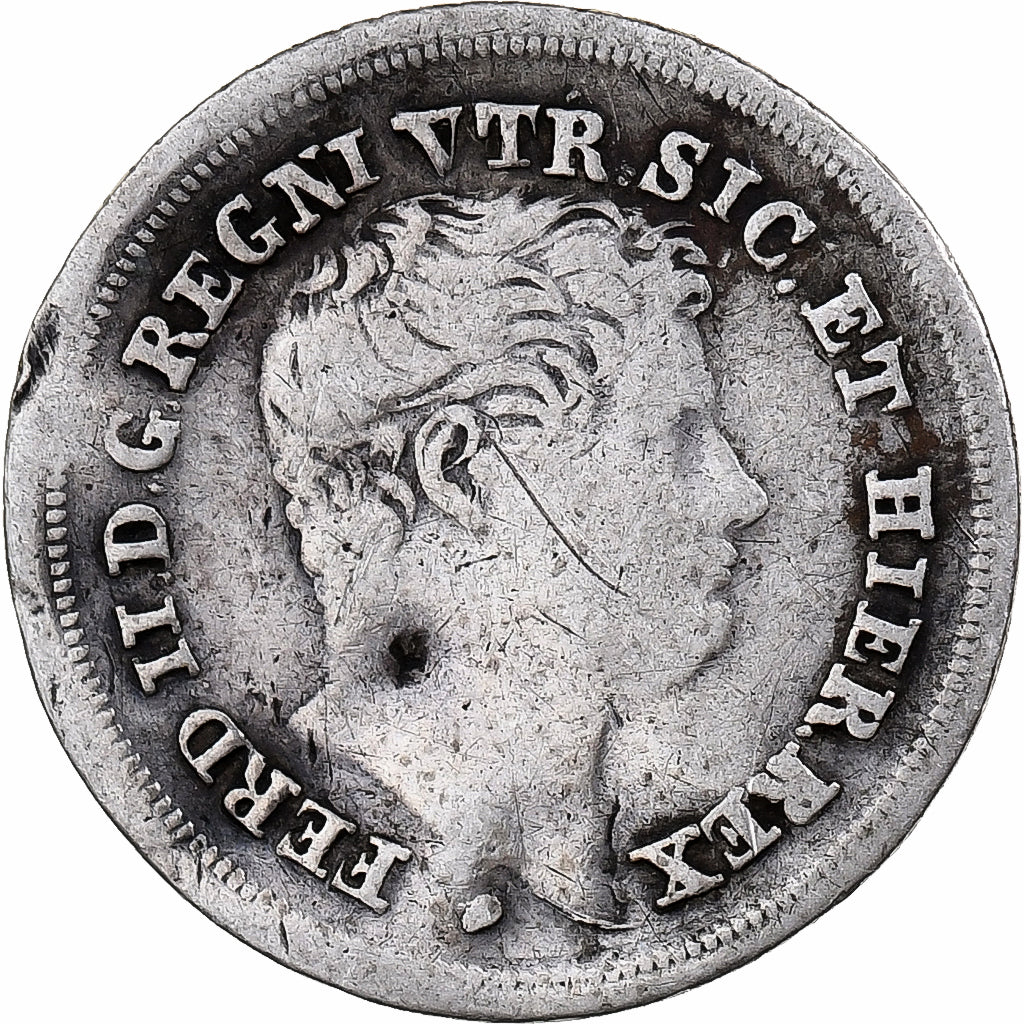 Italien Staaten, NAPLES, Ferdinando II, 5 Grana, 1844, Silber, S, KM:326