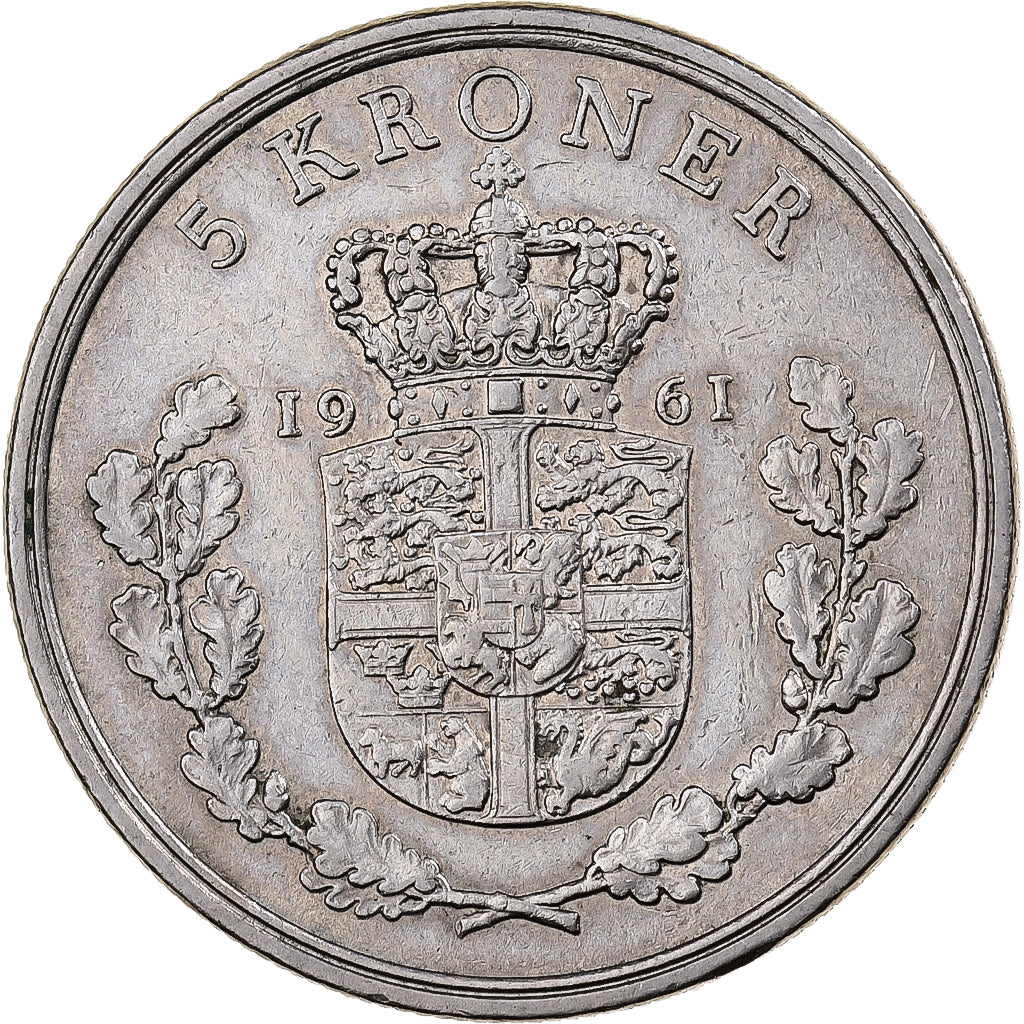 Dänemark, Frederik IX, 5 Kroner, 1961, Copenhagen, Kupfer-Nickel, SS, KM:853.1