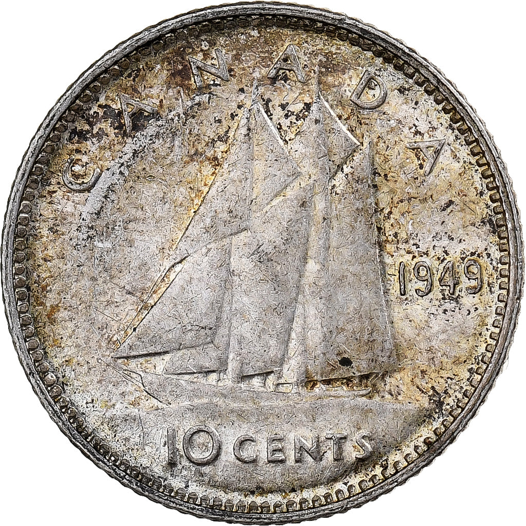 Kanada, George VI, 10 Cents, 1949, Silber, SS, KM:43