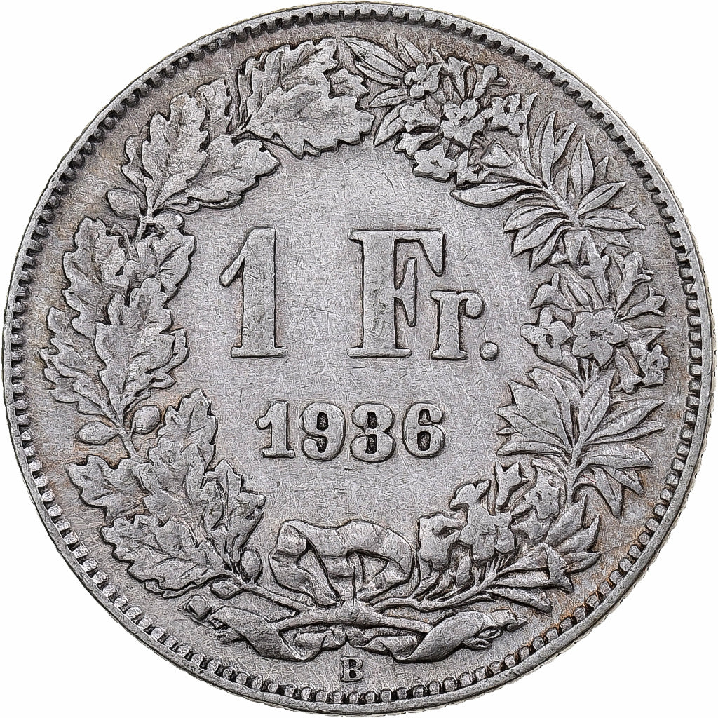 Suiza, Franc, 1936, Bern, Plata, MBC, KM:24