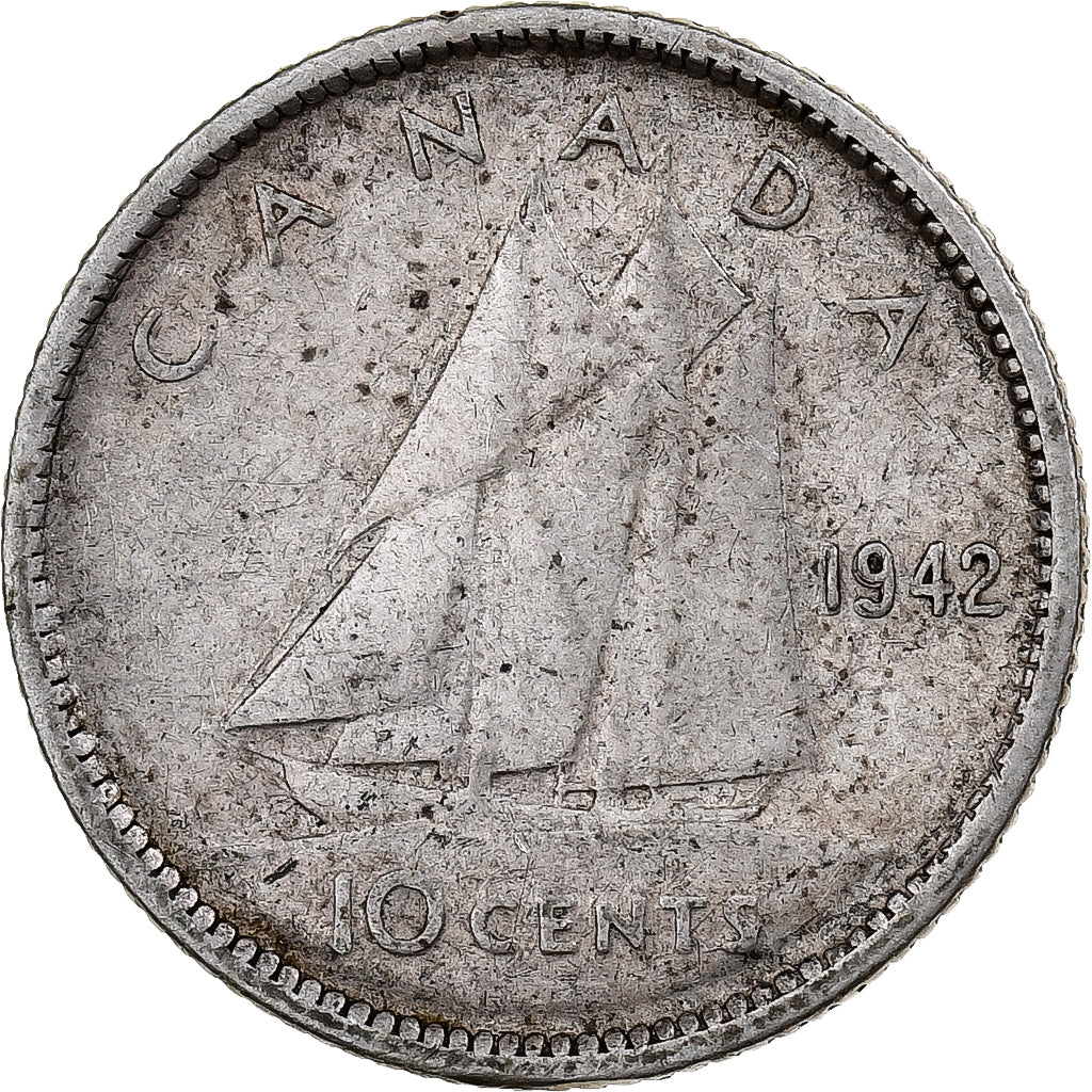 Kanada, George VI, 10 Cents, 1942, Silber, SS, KM:34