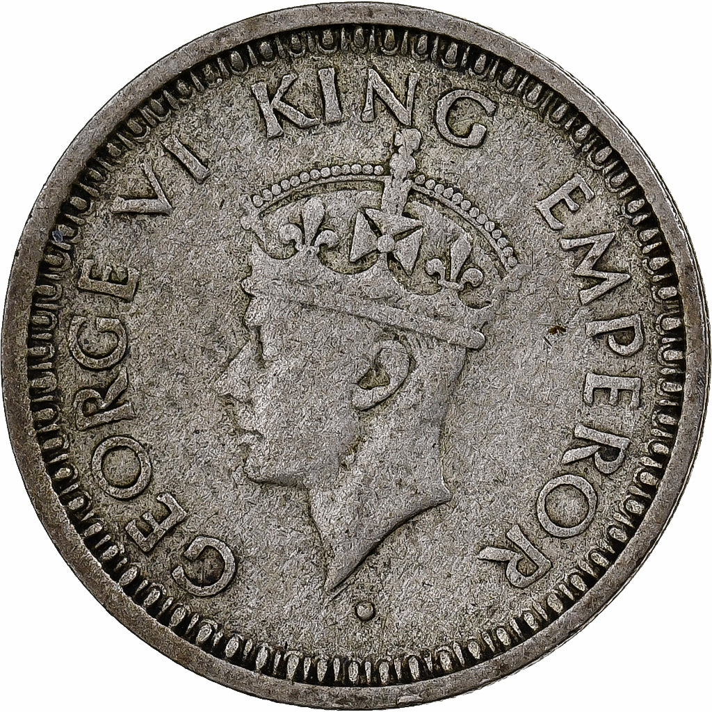 INDIA-BRITS, George VI, 1/4 Rupee, 1945, Zilver, FR+, KM:547