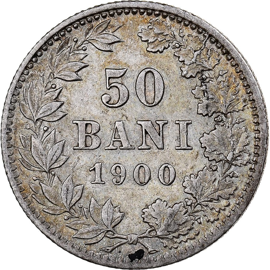 Romania, Carol I, 50 Bani, 1900, Silver, AU(50-53), KM:23