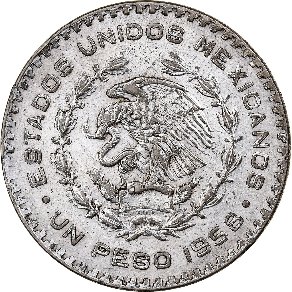Mexico, Peso, 1958, Mexico City, Silver, VF(30-35), KM:459