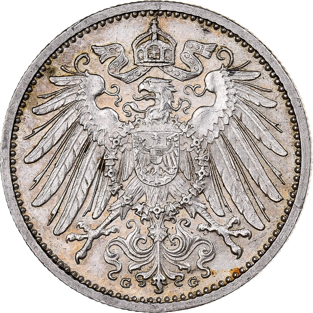 GERMANY - EMPIRE, Wilhelm II, Mark, 1914, Karlsruhe, Silver, AU(55-58), KM:14