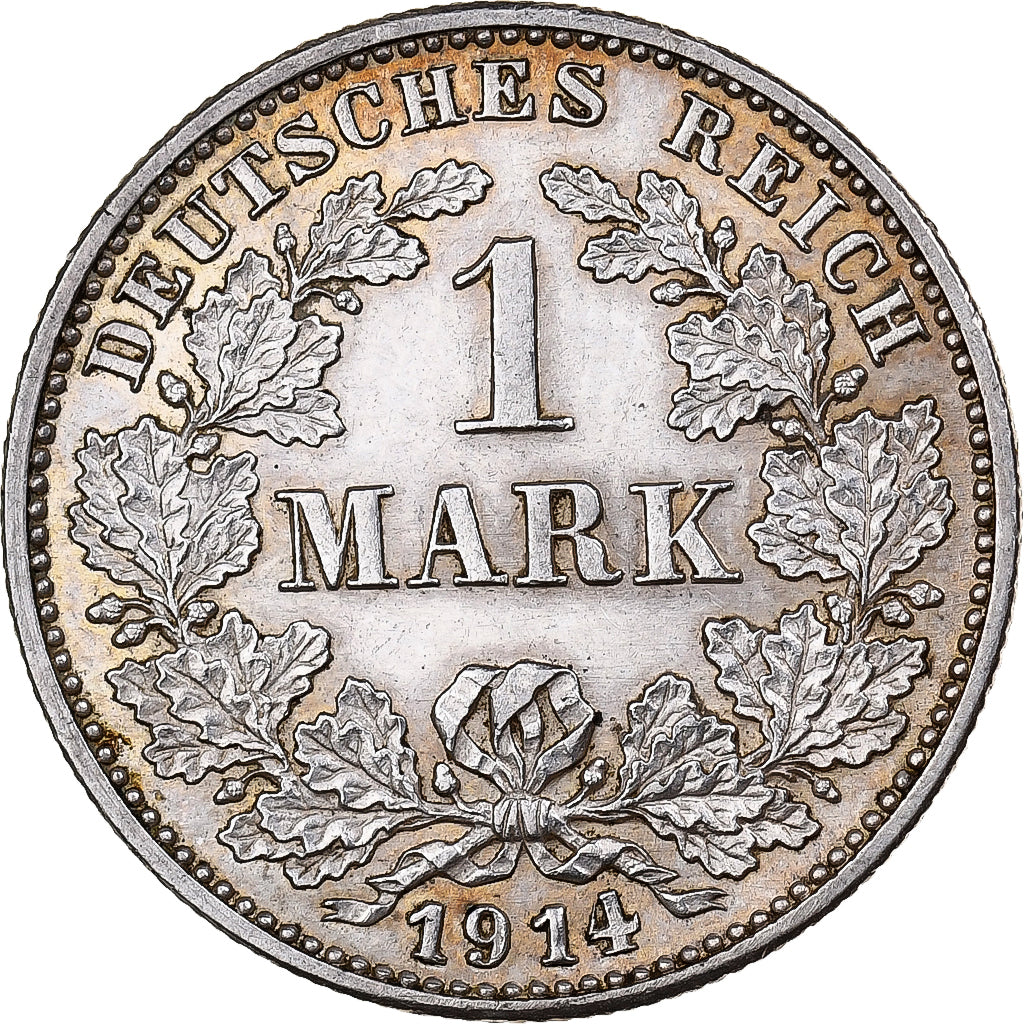GERMANY - EMPIRE, Wilhelm II, Mark, 1914, Karlsruhe, Silver, AU(55-58), KM:14