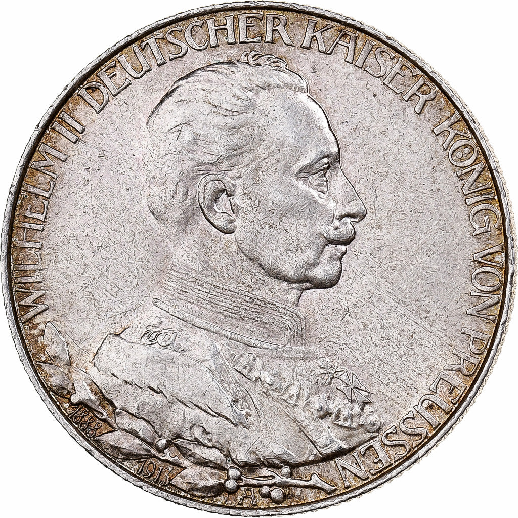 German States, PRUSSIA, Wilhelm II, 2 Mark, 1913, Berlin, Silver, AU(55-58)