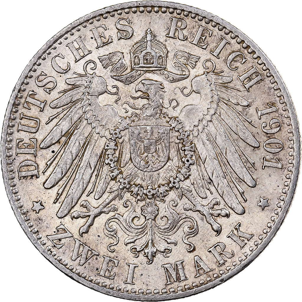 Deutsch Staaten, PRUSSIA, Wilhelm II, 2 Mark, 1901, Berlin, Silber, SS+, KM:525