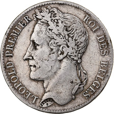 Belgium, Leopold I, 5 Francs, 5 Frank, 1834, Brussels, Silver, VF(30-35), KM:3.1