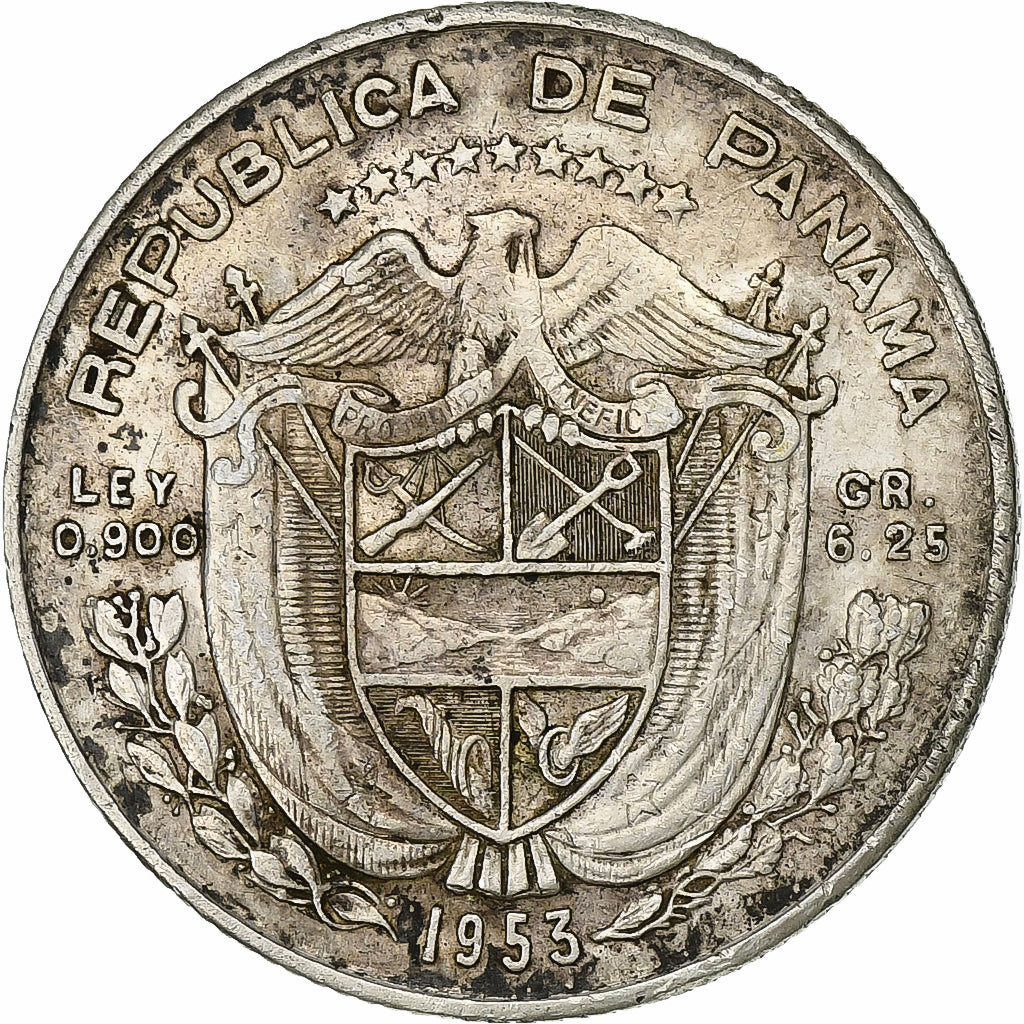 Panama, 1/4 Balboa, 1953, Argento, BB, KM:19