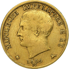 États italiens, KINGDOM OF NAPOLEON, Napoléon I, 20 Lire, 1809, Milan, Rare