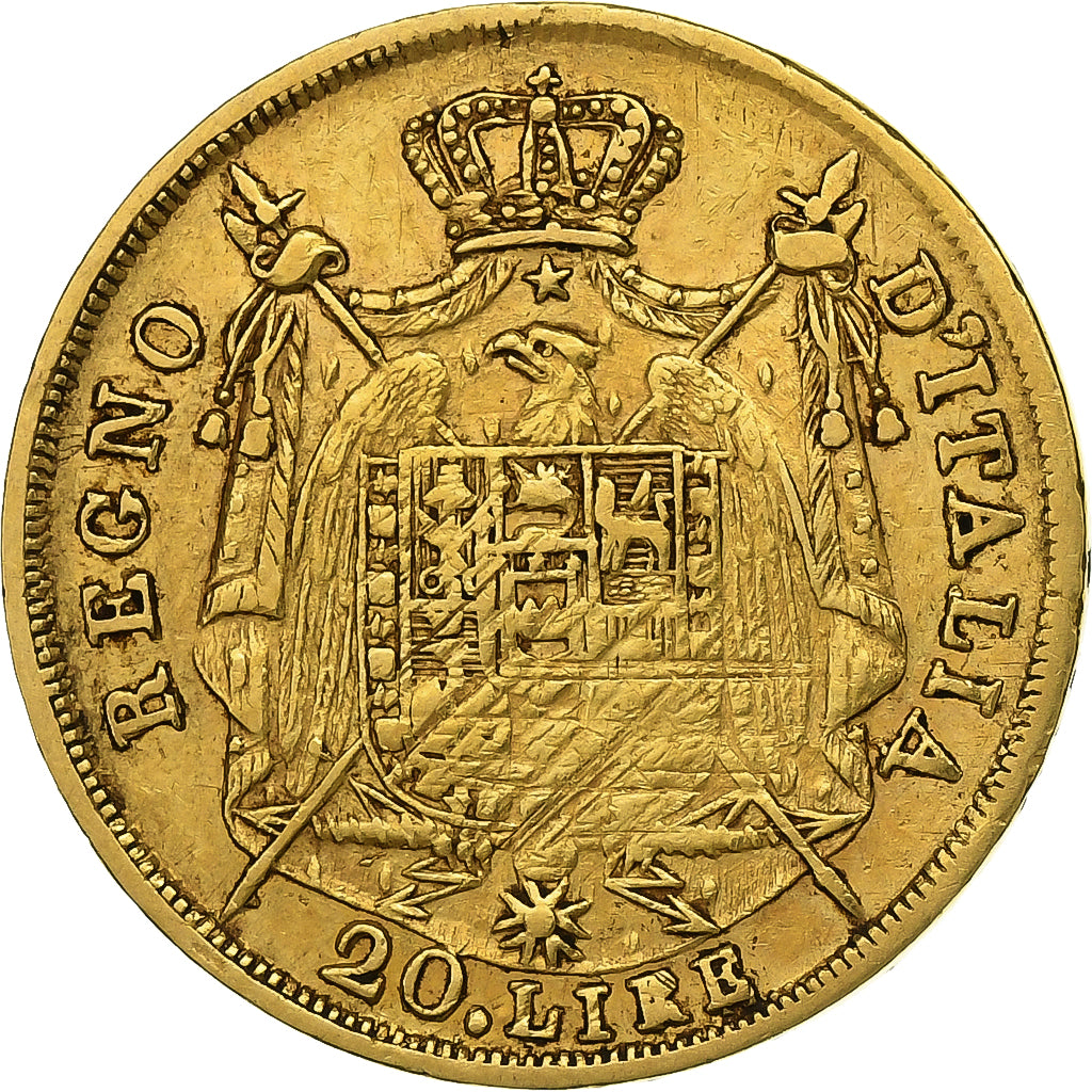 États italiens, KINGDOM OF NAPOLEON, Napoléon I, 20 Lire, 1809, Milan, Rare