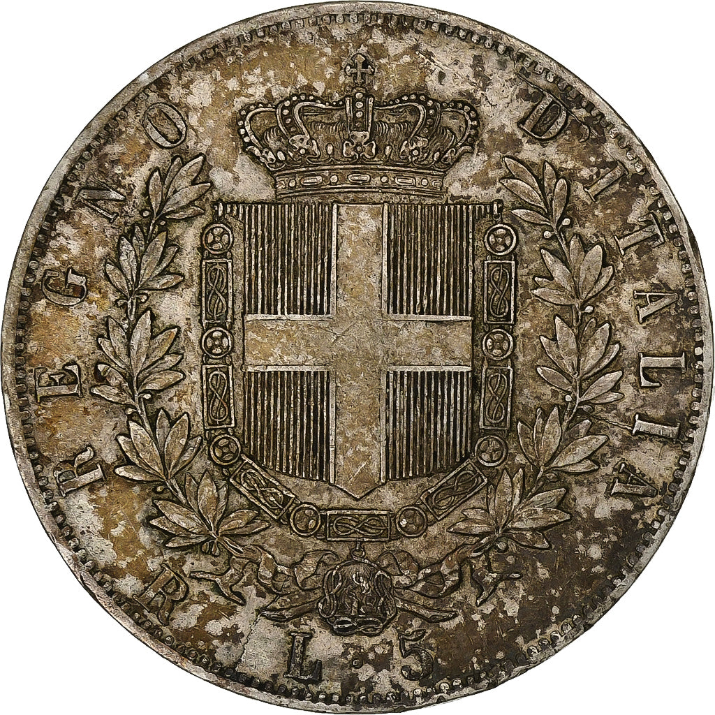 Italia, Vittorio Emanuele II, 5 Lire, 1877, Rome, Argento, BB+, KM:8.4
