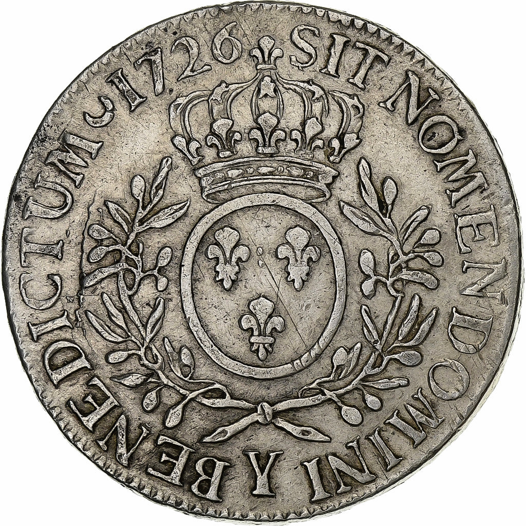 France, Louis XV, Ecu, Écu aux branches d'olivier, 1726, Bourges, Silver