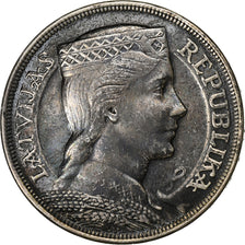 Latvia, 5 Lati, 1931, Silver, AU(50-53), KM:9