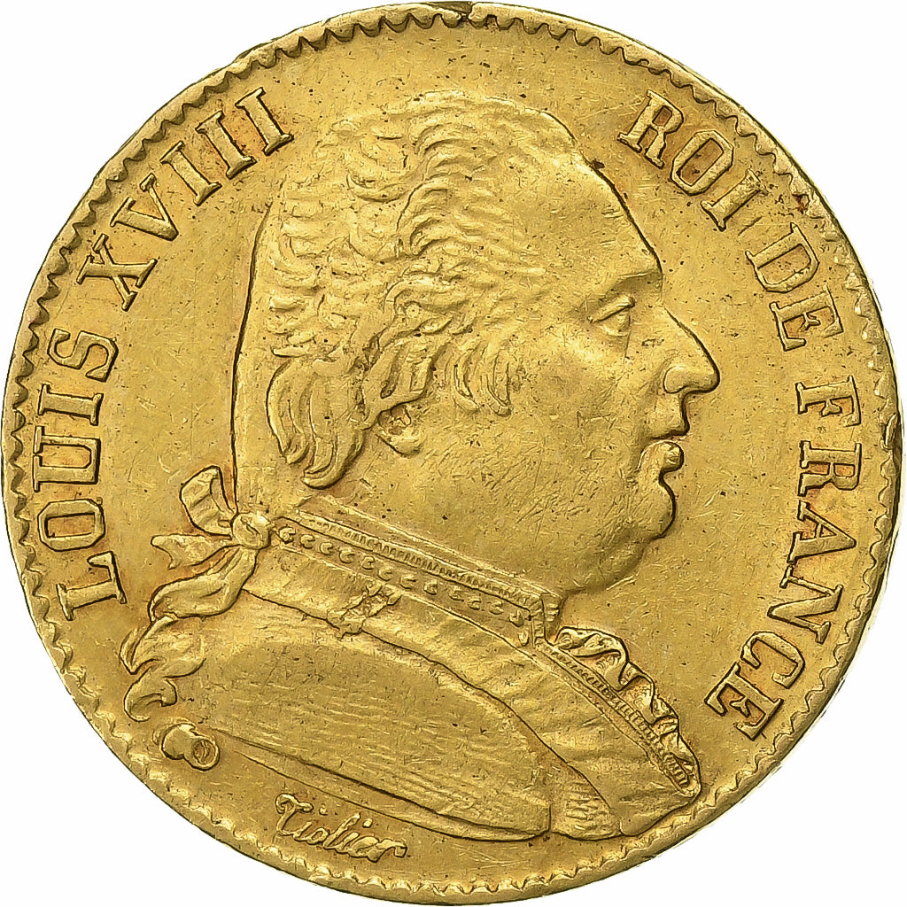 Frankrijk, Louis XVIII, 20 Francs, Louis XVIII, 1814, Paris, Goud, ZF, KM:706.1