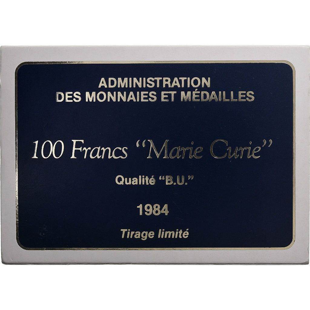 France, 100 Francs, Marie Curie, 1984, Paris, Silver, MS(65-70), KM:955