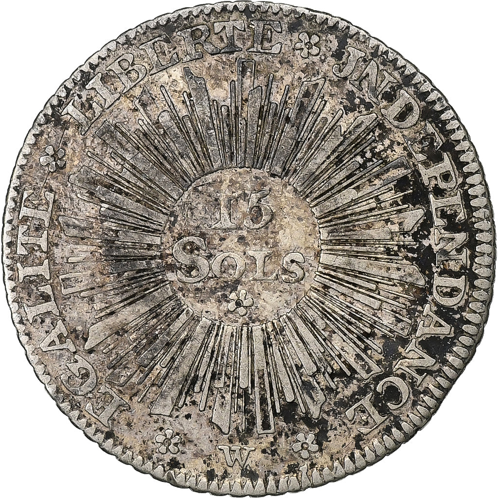 SWISS CANTONS, GENEVA, 15 Sols, 1794, Geneva, Silver, EF(40-45), KM:97