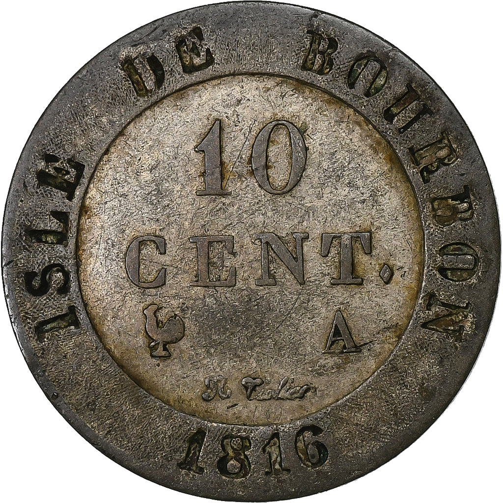 ISLE DE BOURBON, 10 Centimes, 1816, Billon, SS+, KM:A1