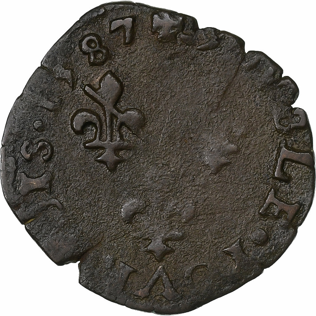 Principality of Dombes, Double Tournois, 1587, Trévoux, Bronze, VF(30-35)