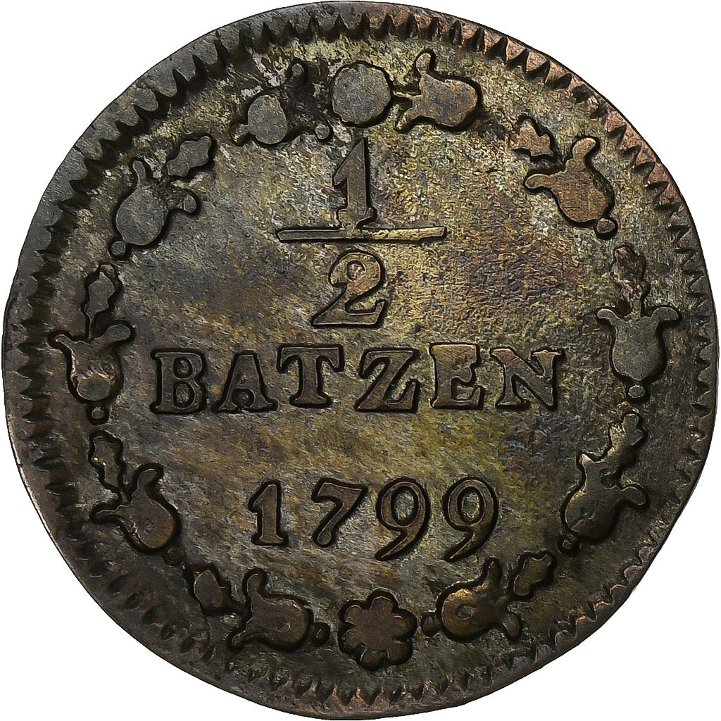 Schweiz, 1/2 Batzen, 1799, Billon, SS, KM:A5